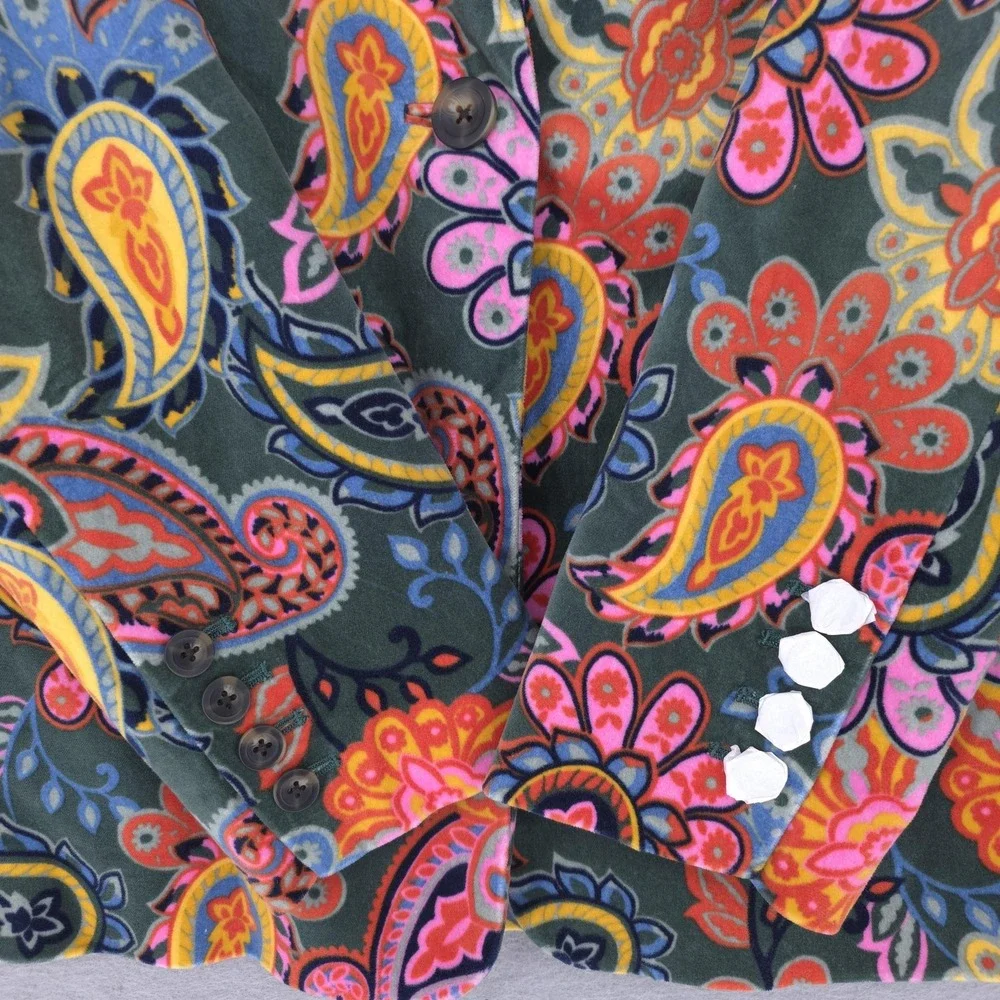 Boden Blazer Womens 16/18 Multicolor Velvet Paisley Floral Jacket Lined Boho